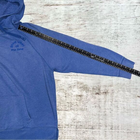Pink Victoria’s Secret Blue “good vibes all the time” Hoodie Women’s Size Medium - Picture 3 of 6